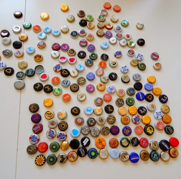 aerial view of bottle caps